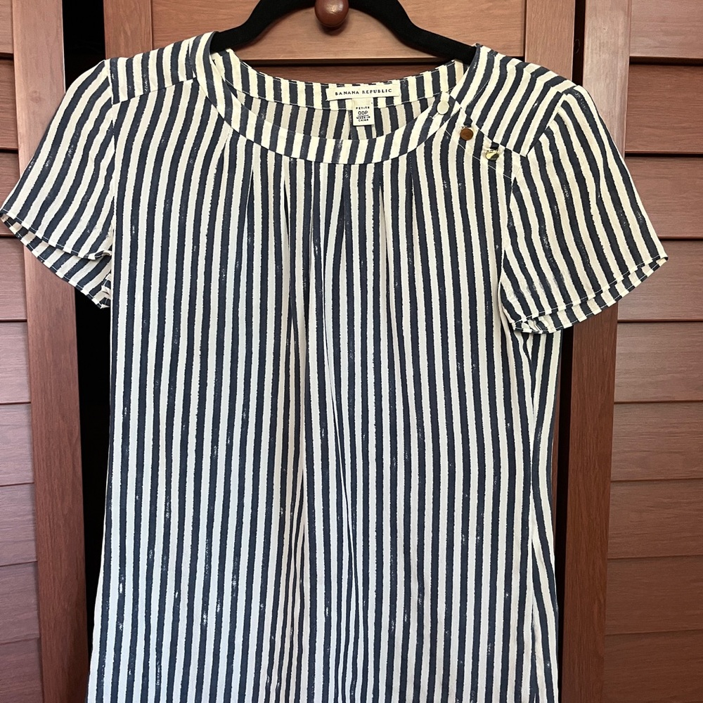BR Petite Silk Striped Blouse